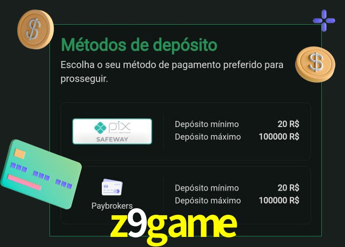 O cassino z9game oferece uma grande variedade de métodos de pagamento